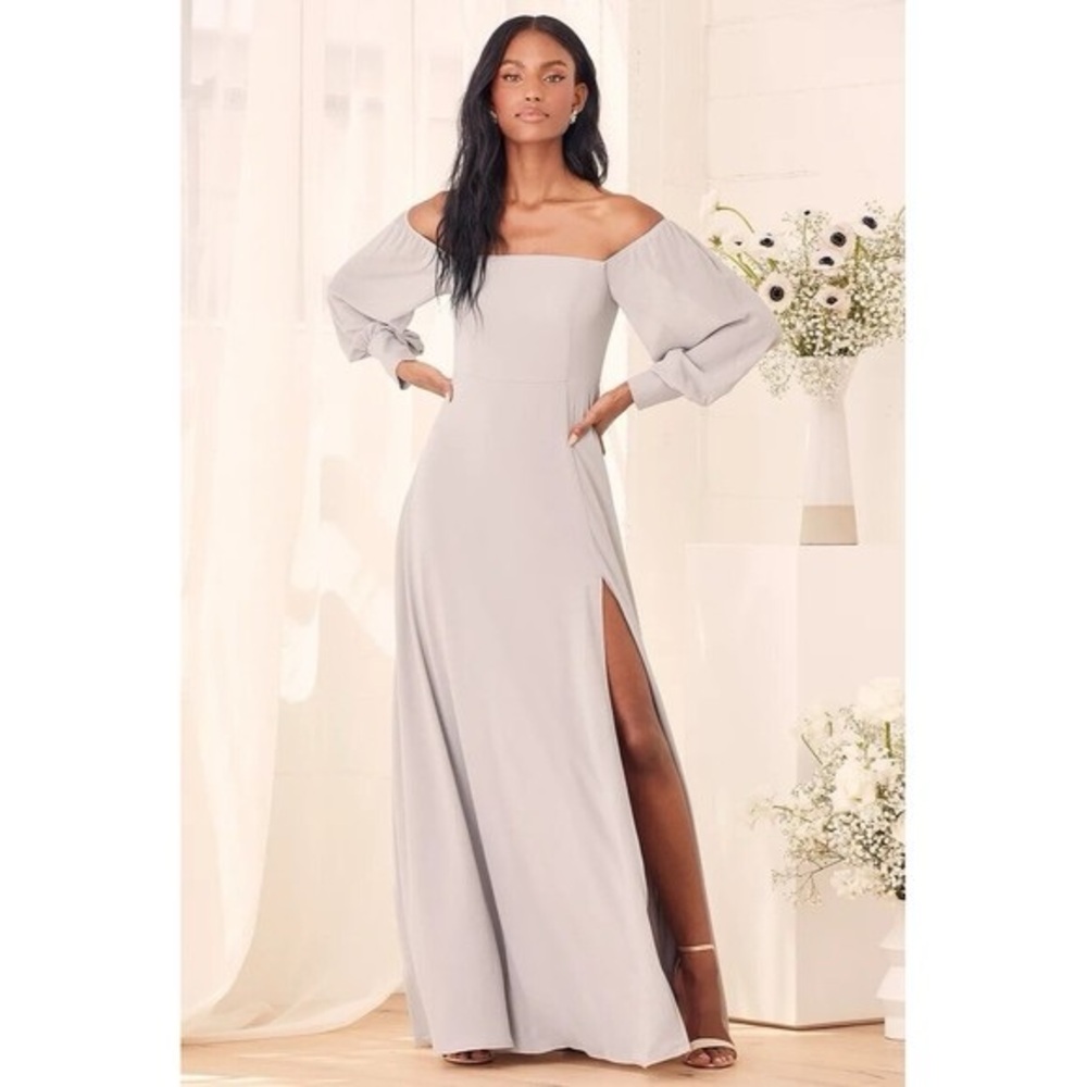 Lulu's Gray Long Sleeve Dress